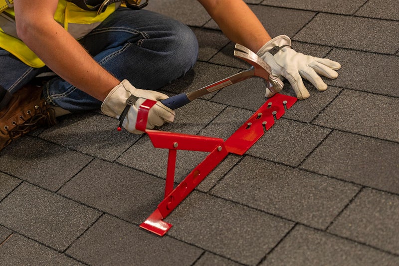 Guardian Fall Protection Guardian 2503 Fixed Heavy Duty Roofing Bracket for Use with 21/12 Pitch Roofs 6 Inch by 60 Degree Fixed Angle Platform Powder Coated Red OSHA Compliant - Image 2